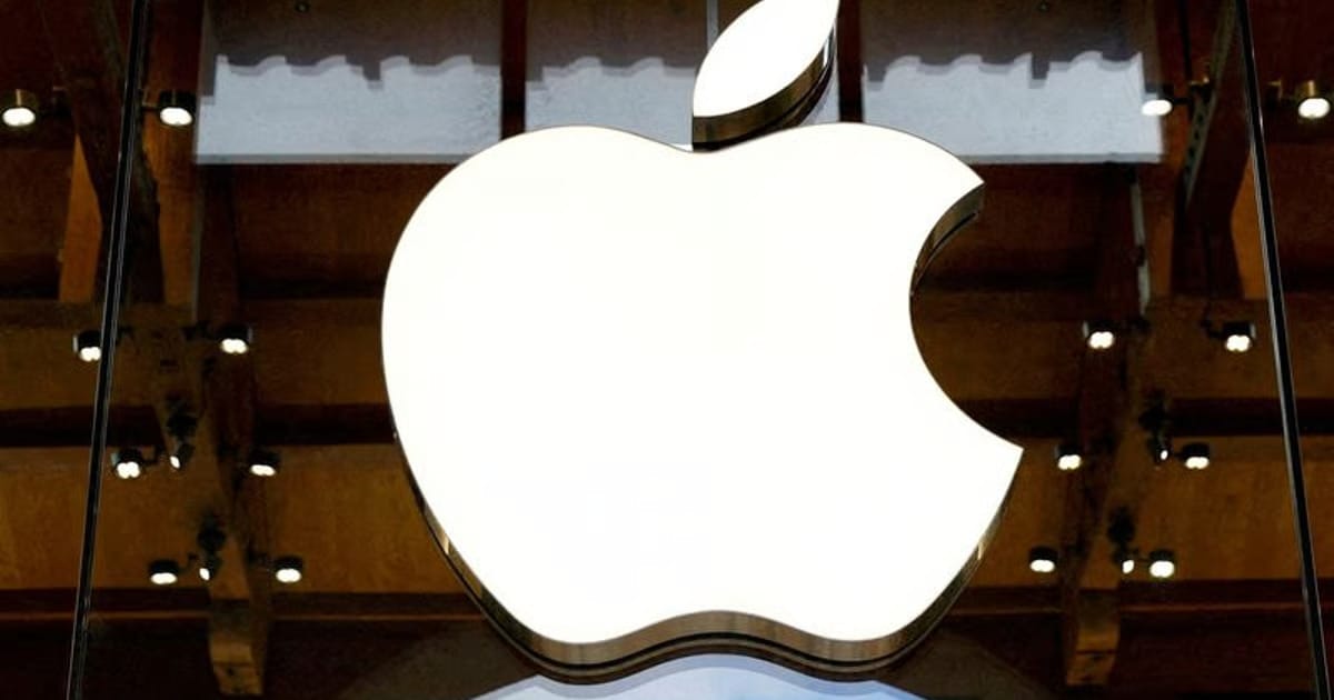 Apple logo, reflecting potential tech stock fluctuations.