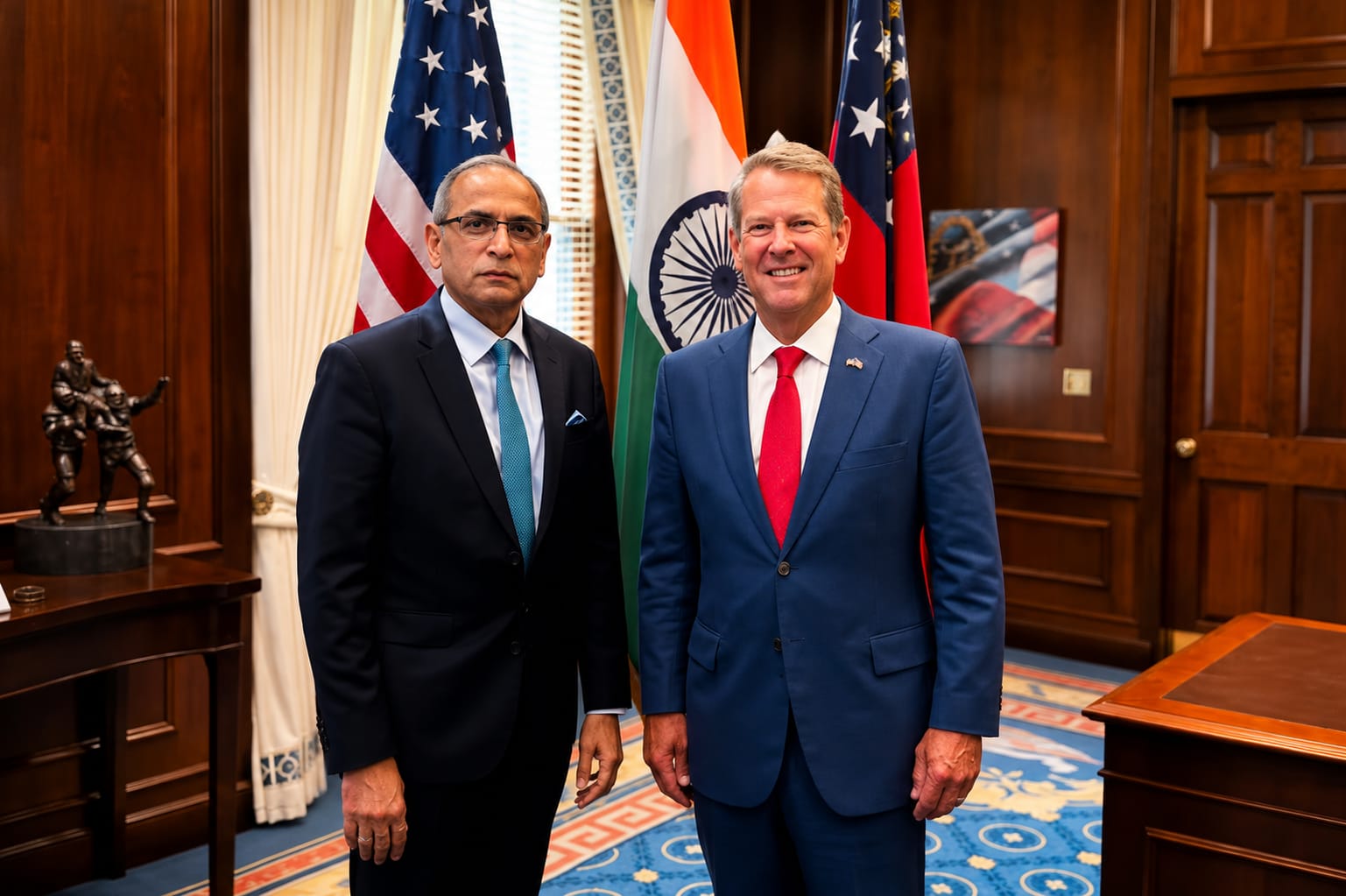 India Envoy Kwatra and Georgia Governor discuss business and trade investment.