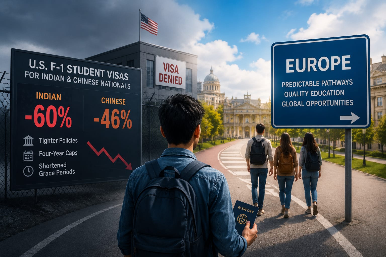 US F-1 student visa denials for Indian & Chinese nationals rise 60%.