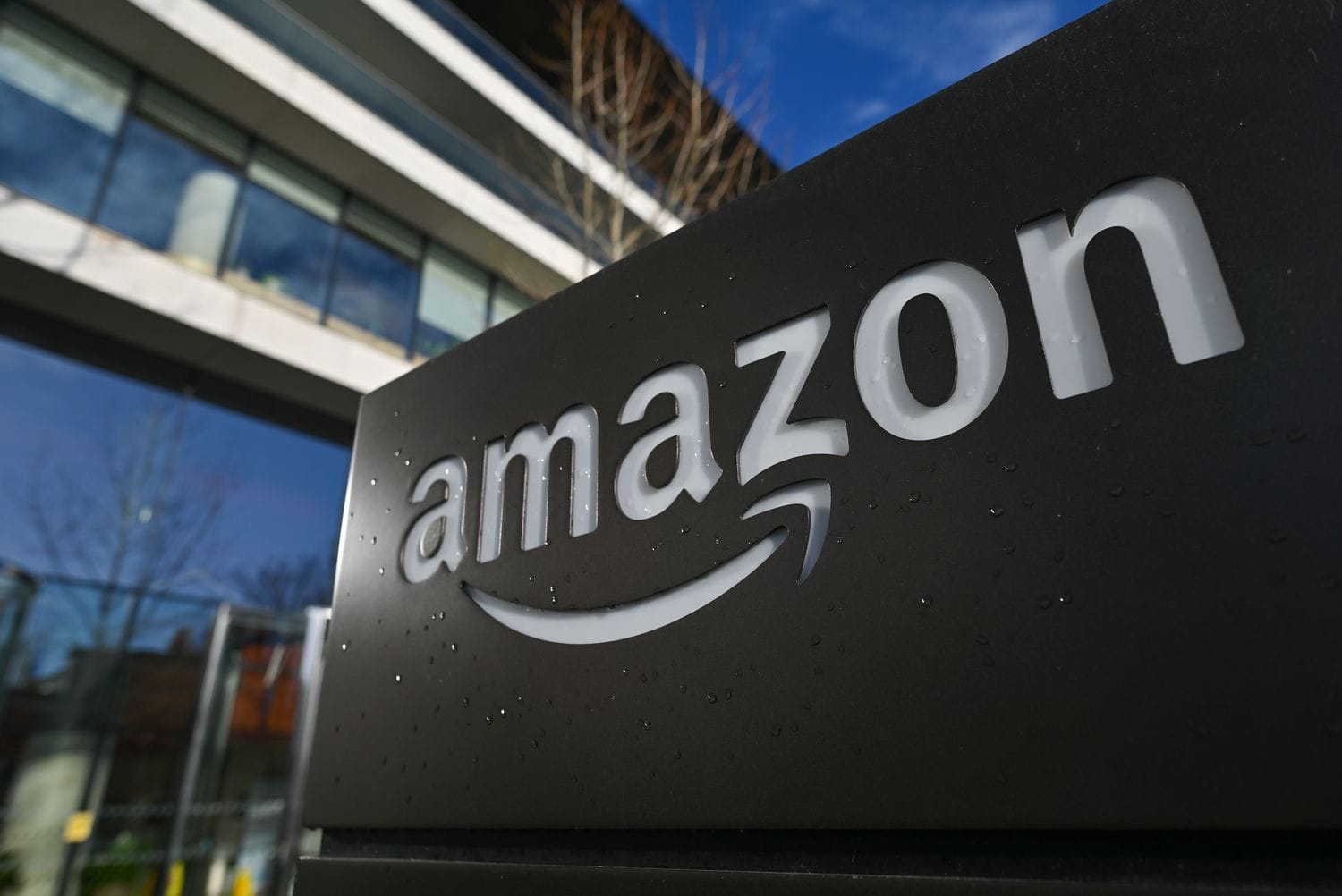 Amazon logo on a building, business milestone