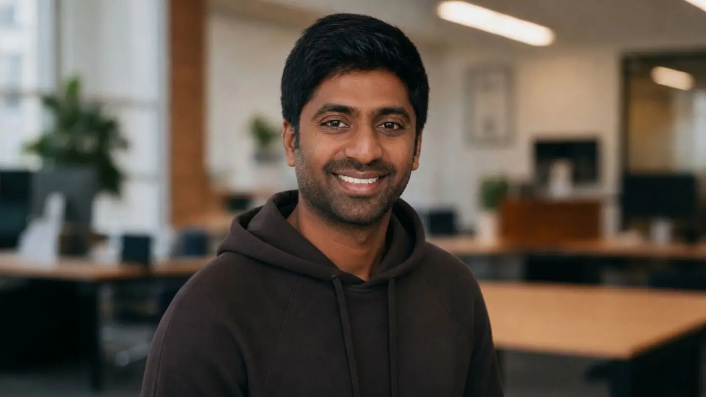 Uday Ruddaraju, OpenAI Compute CTO, smiles in an office setting.