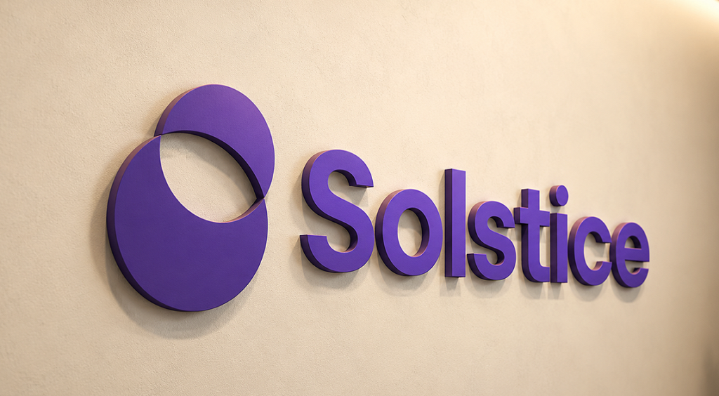 Solstice logo and name, representing a tech company acquisition.