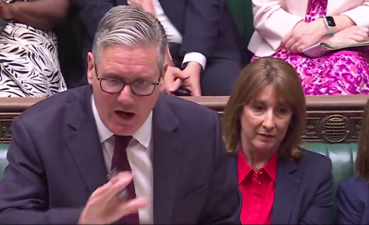 Keir Starmer speaks in Parliament, UK business leaders listen