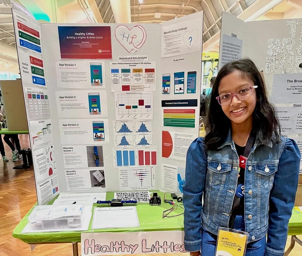 11-year-old Indian-American girl with tech project at Invention Convention