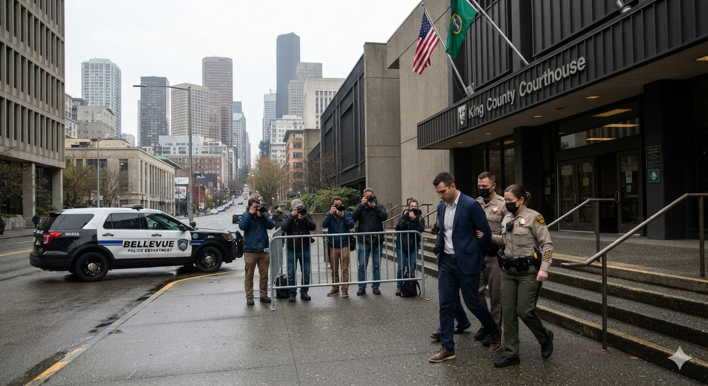 Tech engineer escorted by police outside King County Courthouse, Seattle