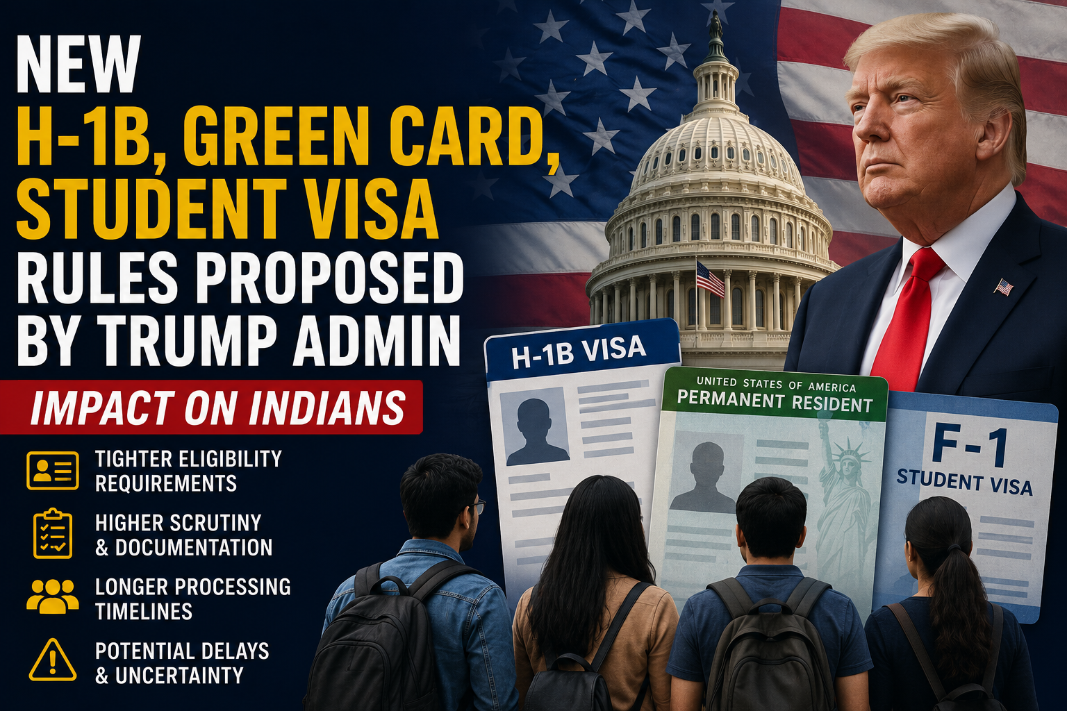 Trump admin proposed visa changes: H-1B, Green Card, Student Visa impact Indians.