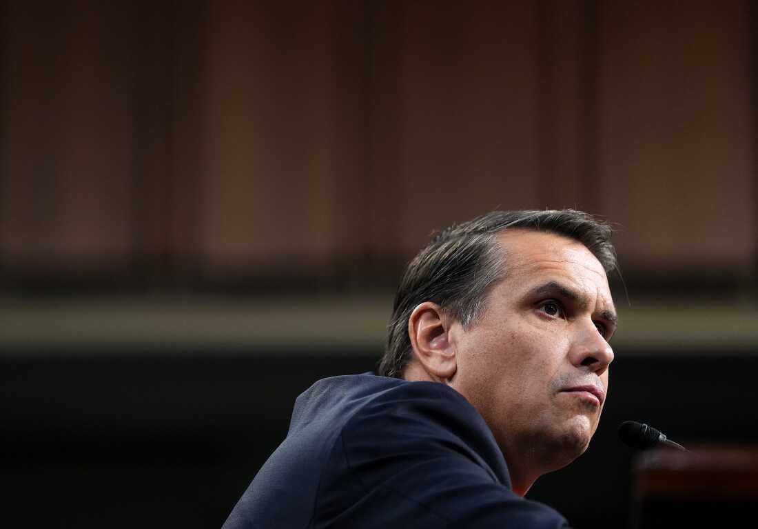Todd Blanche speaks during a politics-focused hearing with Senator Padilla.