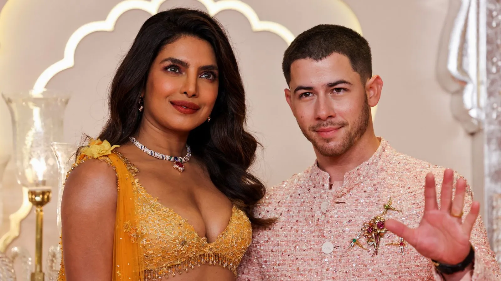 Priyanka Chopra and Nick Jonas in traditional Indian attire