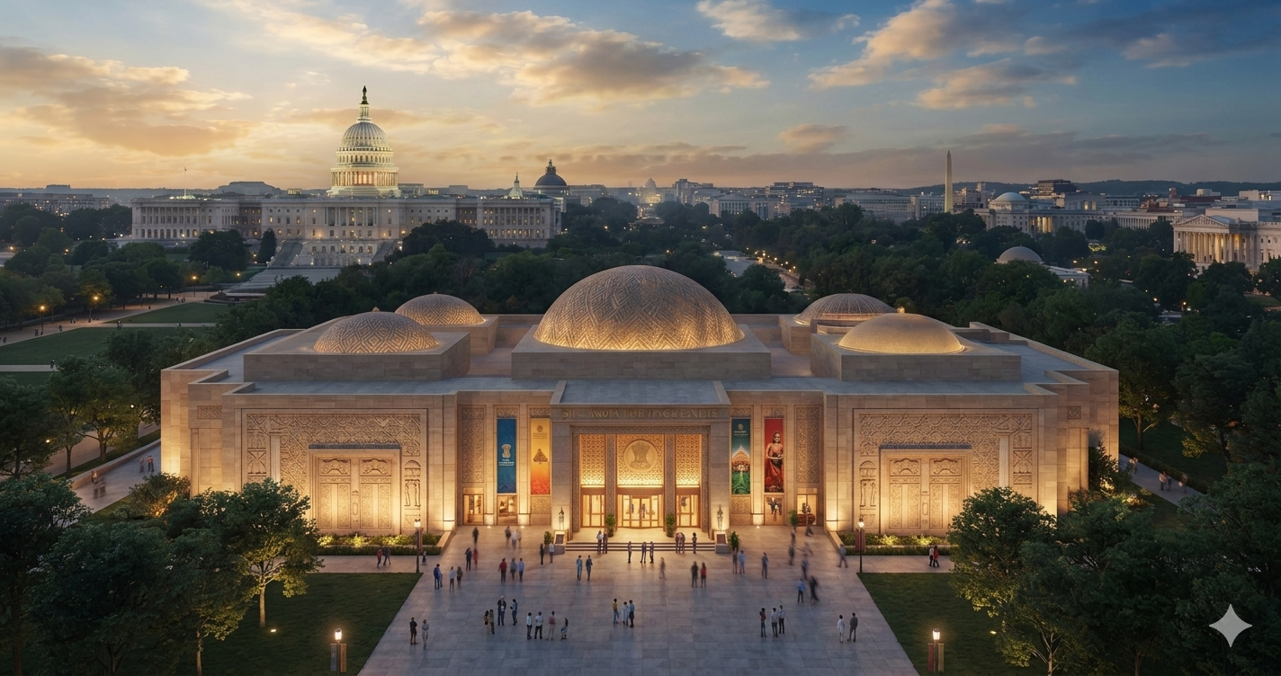 India's Museum of Arts, Culture & Politics in Washington DC, with Capitol Building