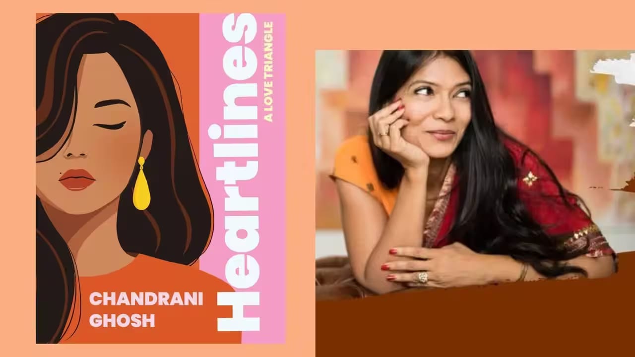 Chandrani Ghosh's book 'Heartlines' cover and author portrait for JLF New York.