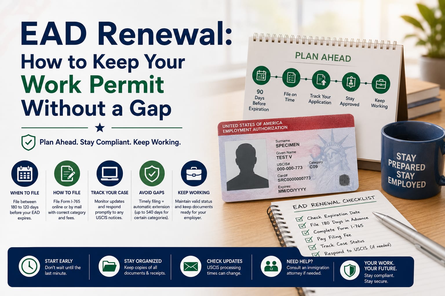 EAD Renewal guide: Plan Ahead, Stay Compliant, Keep Working. NRI Guide.