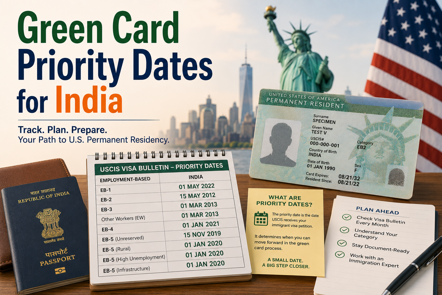 Green Card Priority Dates for India: USCIS Visa Bulletin, NRI Guide