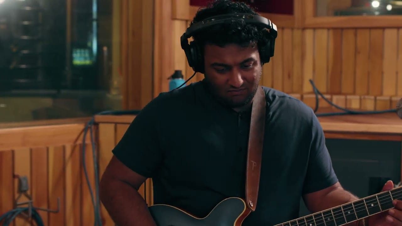 Pritesh Walia, Indian jazz guitarist, playing guitar in studio, news