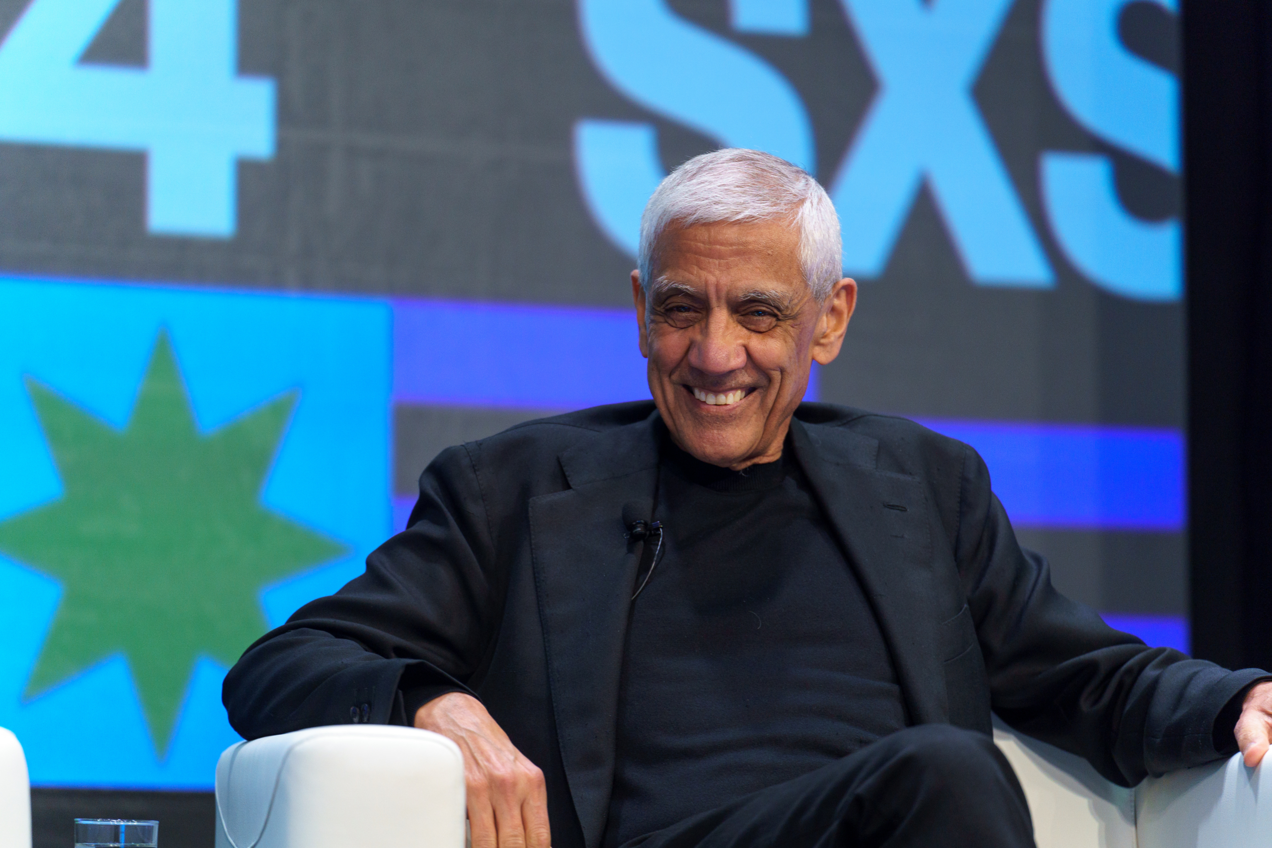 Vinod Khosla smiling at a conference, relevant to the Seattle Seahawks NFL deal.