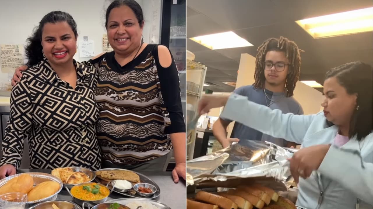 Indian restaurant owner and staff preparing food.