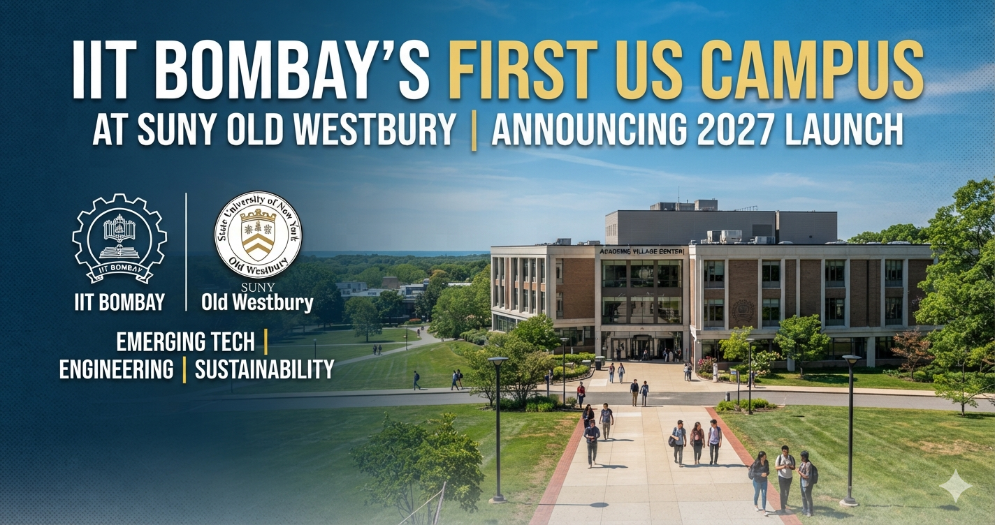 IIT Bombay's first US campus at SUNY Old Westbury, announcing 2027 launch.